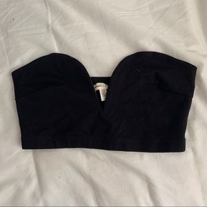 UO Silence and Noise Black Crop Deep Cut